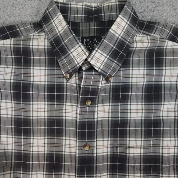 Jos A Bank Traveler Button Down Shirt Mens Large Olive Green Plaid Long Sleeve - Picture 5 of 15